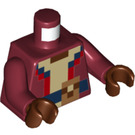 LEGO Donkerrood Archaeologist Minifiguur Torso (973 / 76382)