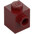 LEGO Mørkerød Klods 1 x 1 med Stud på En Side (87087)