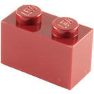 LEGO Dunkelrot Backstein 1 x 2 mit Unterrohr (3004 / 93792)
