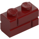 LEGO Donkerrood Steen 1 x 2 met Embossed Bricks (98283)