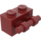 LEGO Mørkerød Klods 1 x 2 med Håndtere (30236)