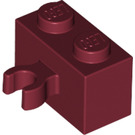 LEGO Dark Red Brick 1 x 2 with Vertical Clip (Open 'O' clip) (42925 / 95820)