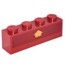 LEGO Dunkelrot Backstein 1 x 4 mit Pfeil Orange  Aufkleber (3010)