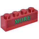 LEGO Rouge foncé Brique 1 x 4 avec 'MORE'  Autocollant (3010)