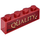 LEGO Dunkelrot Backstein 1 x 4 mit QUALITY  Aufkleber (3010)