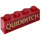 LEGO Dunkelrot Backstein 1 x 4 mit QUIDDITCH Aufkleber (3010)
