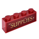 LEGO Rouge foncé Brique 1 x 4 avec SUPPLIES Autocollant (3010)
