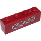 LEGO Dunkelrot Backstein 1 x 4 mit Treten Platte Aufkleber (3010)