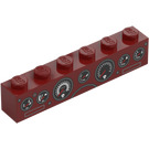 LEGO Tmavě červená Kostka 1 x 6 s Diashboard Dials (3009)