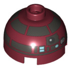 LEGO Rouge Foncé Brique 2 x 2 Rond avec Dome Haut avec R4-P17 Astromech Droid Tête (Bosse creuse, support d'essieu) (18841 / 100488)