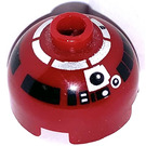 LEGO Dark Red Brick 2 x 2 Round with Dome Top with R4-P17 (Hollow Stud, Axle Holder) (18841 / 54305)