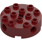 LEGO Donkerrood Steen 4 x 4 Rond met Gaten (6222)