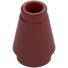 LEGO Mørkerød Cone 1 x 1 med Top Groove (28701 / 59900)