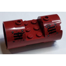 LEGO Dark Red Cylinder 3 x 6 x 2.7 Horizontal with Black Vents and Rivets Left Sticker Solid Center Studs (93168)