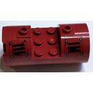 LEGO Dark Red Cylinder 3 x 6 x 2.7 Horizontal with Black Vents and Rivets Right Sticker Solid Center Studs (93168)
