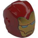 LEGO Mørk rød Hjelm med Glatt Front med Iron Mann Maske (28631 / 104704)