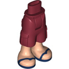 LEGO Dark Red Hip with Shorts with Cargo Pockets with Dark Blue sandals (26490)