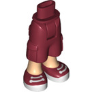 LEGO Dark Red Hip with Shorts with Cargo Pockets with Dark Red Shoes with White Soles (26490)