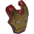 LEGO Dark Red Iron Man Visor with Gold Face, White Eyes, and Battle Damage (103690)