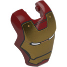 LEGO Donkerrood Iron Man Vizier met Gold Gezicht, Wit Ogen en Zwart Trim (80822)