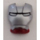 LEGO Donkerrood Iron Man Vizier met Zilver Gezicht, Wit Ogen en Zwart Forehead Lines