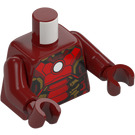 LEGO Mørk rød Iron Mann med Mark 43 Rustning med Stor Hjelm Visir Minifigur Overkropp (973)