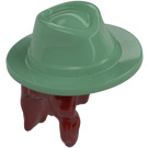 LEGO Mørkerød Langt hår med Sandgrøn Cowboy Hat (79989 / 106161)