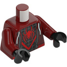 LEGO Donkerrood Miles Morales (Spider-Man) met Donkerrood Kap en Minifiguur Torso (973 / 76382)