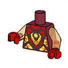 LEGO Dark Red Minifig Torso with Dragon Head and Transparent Orange Arms (973 / 90811)