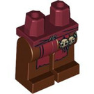 LEGO Donkerrood Minifigure Heupen en benen met Dark Rood Loincloth en 2 Skulls (3815 / 96936)