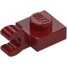 LEGO Dark Red Plate 1 x 1 with Horizontal Clip (Thick Open 'O' Clip) (52738 / 61252)