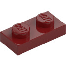 LEGO Donkerrood Plaat 1 x 2 (3023 / 28653)