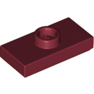 LEGO Dark Red Plate 1 x 2 with 1 Stud (with Groove and Bottom Stud Holder) (15573)