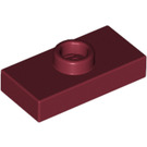 LEGO Dark Red Plate 1 x 2 with 1 Stud (without Bottom Groove) (3794)
