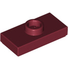 LEGO Dark Red Plate 1 x 2 with 1 Stud (without Bottom Groove) (3794)