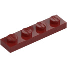 LEGO Tummanpunainen Levy 1 x 4 (3710)