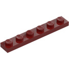 LEGO Donkerrood Plaat 1 x 6 (3666)