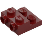 LEGO Tummanpunainen Levy 2 x 2 x 0.7 jossa 2 Nupit päällä Sivu (4304 / 99206)