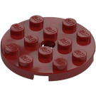 LEGO Donkerrood Plaat 4 x 4 Rond met Gat en Snapstud (60474)