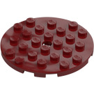 LEGO Donkerrood Plaat 6 x 6 Rond met Pin Gat (11213)