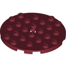 LEGO Dark Red Plate 6 x 6 Round with Pin Hole (11213)