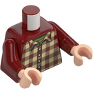 LEGO Donkerrood Ron Weasley - Donkerrood Plaid Shirt Minifiguur Torso (973 / 76382)