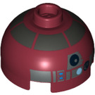 LEGO Dunkelrot Rund Stein 2 x 2 Dome oben (Undetermined Noppe - To be deleted) mit Silber Band und Blau Dot und Rot und Blau Knöpfe (13314)