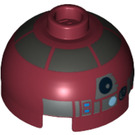 LEGO Dark Red Round Brick 2 x 2 Dome Top (Undetermined Stud) with Silver Band and Blue Dot and Red and Blue Buttons