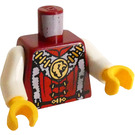 LEGO Rojo oscuro Royalty Torso con Gold León Pendant y Pelaje Trim (973 / 76382)