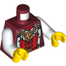 LEGO Donkerrood Royalty Torso met Gold Leeuw Pendant en Bont Trim (973 / 76382)