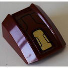 LEGO Donkerrood Helling 1 x 2 x 2 Gebogen met dark Rood en gold armour plating Sticker (28659)