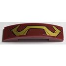 LEGO Dark Red Slope 1 x 4 Curved Double with Gold Wide Armor Plate Sticker (93273)