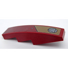 LEGO Dark Red Slope 1 x 4 Curved with Dark Tan Stripe and Triangle in Circle - Left Side Sticker (11153)