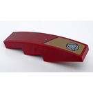 LEGO Dark Red Slope 1 x 4 Curved with Dark Tan Stripe and Triangle in Circle - Right Side Sticker (11153)